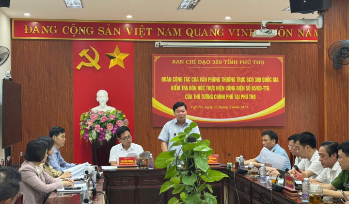 Văn phòng Thường trực Ban Chỉ đạo 389 Quốc gia làm việc tại Phú Thọ