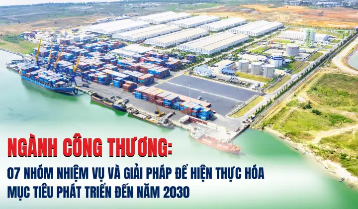 [Infographic] Ngành Công Thương: 7 nhóm nhiệm vụ và giải pháp để hiện thực hóa mục tiêu phát triển đến năm 2030