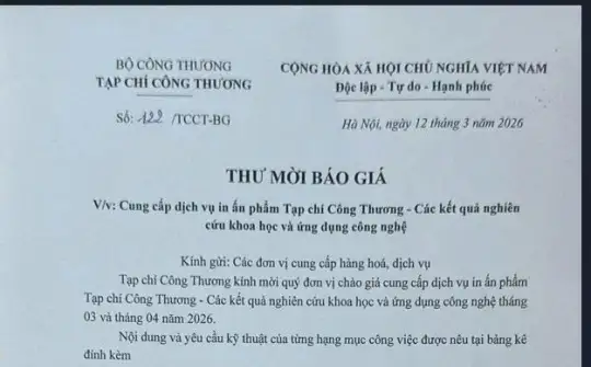 THƯ MỜI BÁO GIÁ