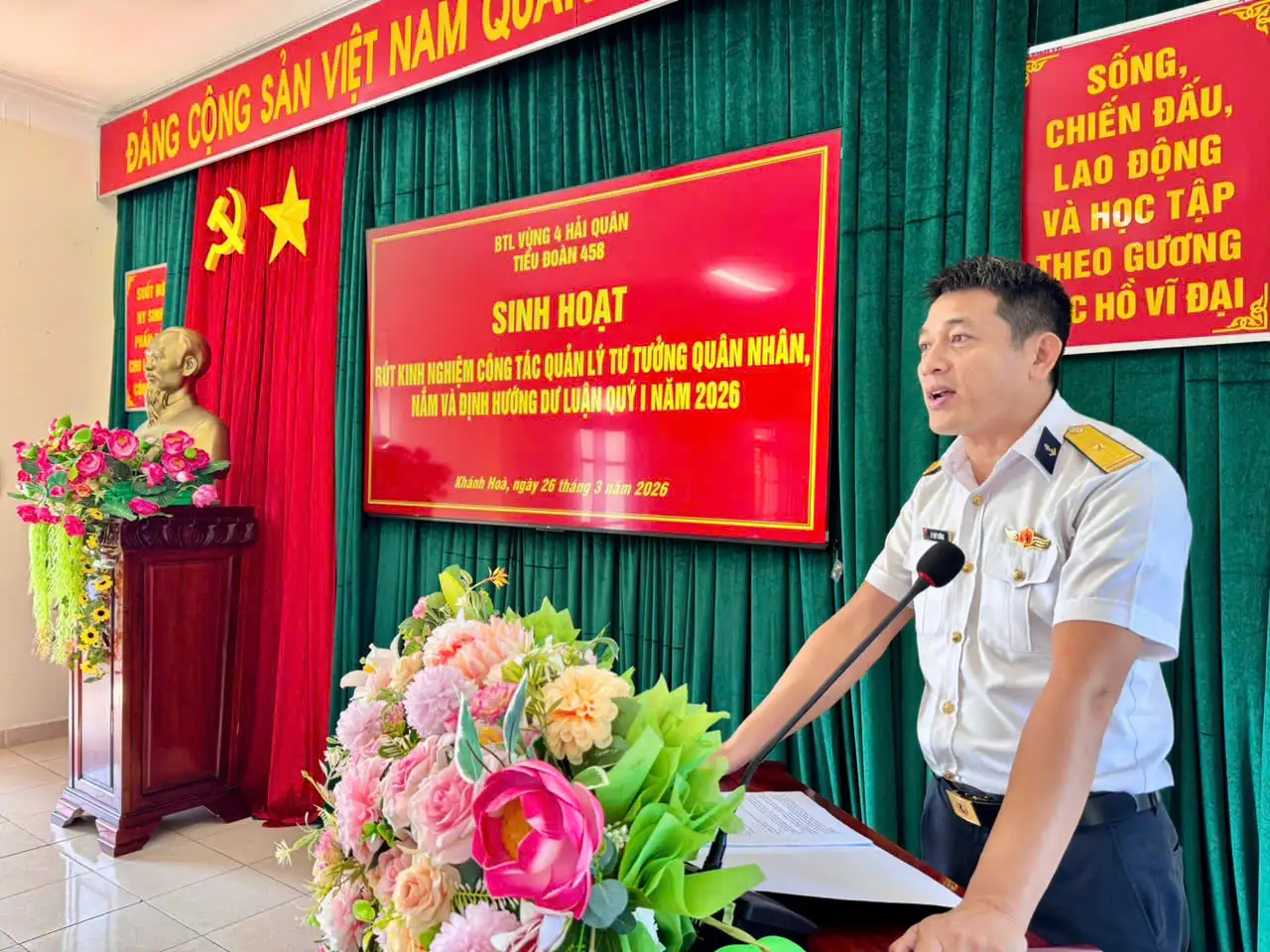 Tiểu đoàn 458: Tổ chức Hội nghị Rút kinh nghiệm công tác quản lý tư tưởng quân nhân, nắm và định hướng dư luận Quý I năm 2026