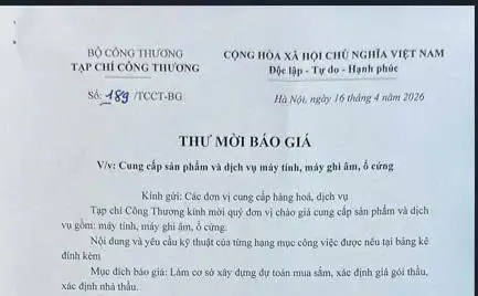 TẠP CHÍ CÔNG THƯƠNG MỜI BÁO GIÁ CUNG CẤP MÁY TÍNH, MÁY GHI ÂM, Ổ CỨNG