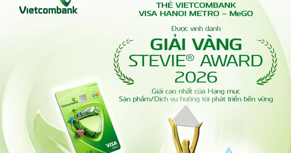 Thẻ Vietcombank Visa Hanoi Metro – MeGO giành Giải Vàng Stevie Awards 2026